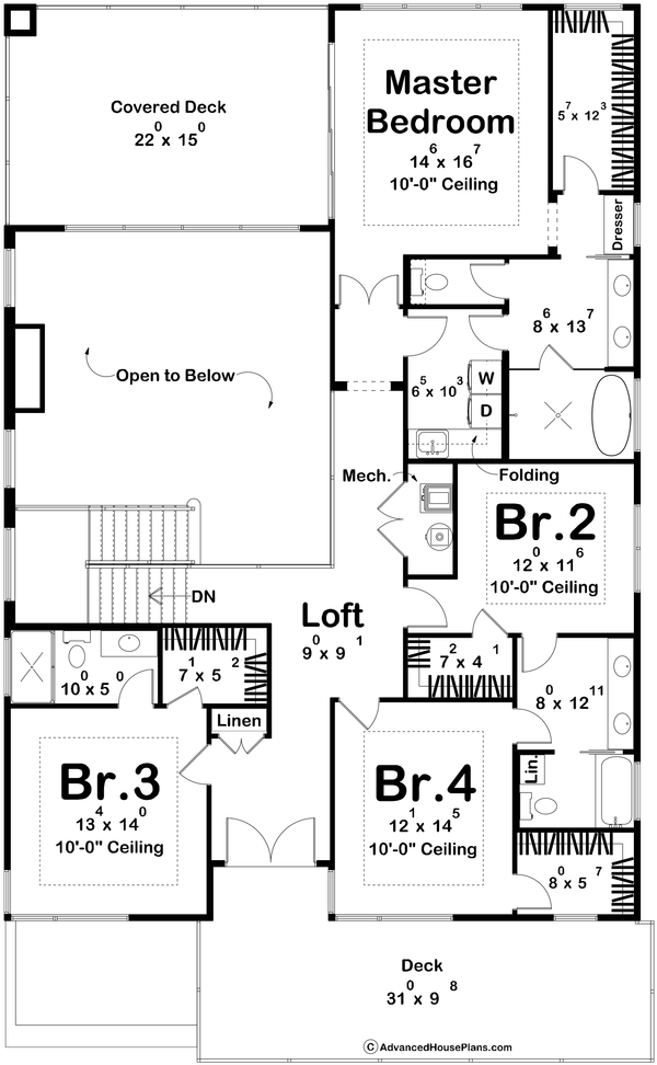 Home Plan - Floor Plan - Upper Floor for Modern House Plan #455-821 - 4 bed, 4 bath