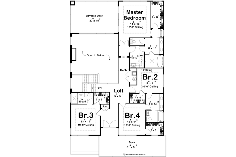Home Plan - Floor Plan - Upper Floor for Modern House Plan #455-821 - 4 bed, 4 bath