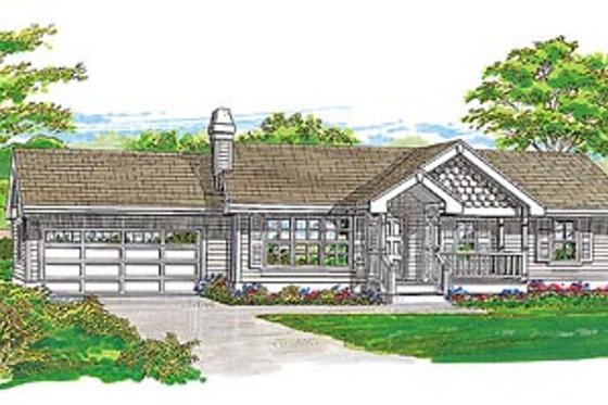Exterior - Front Elevation for Ranch House Plan #47-325 - 3 bed, 1 bath
