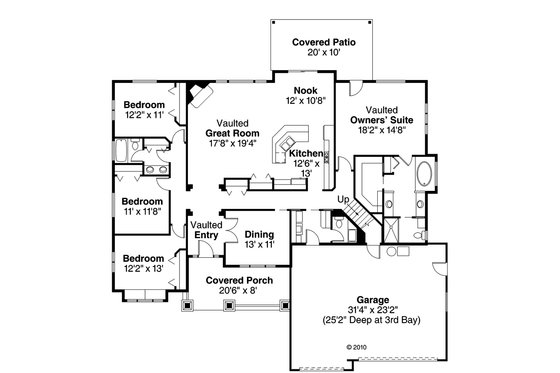 Floor Plan - Main Floor for Craftsman House Plan #124-460 - 4 bed, 2.5 bath