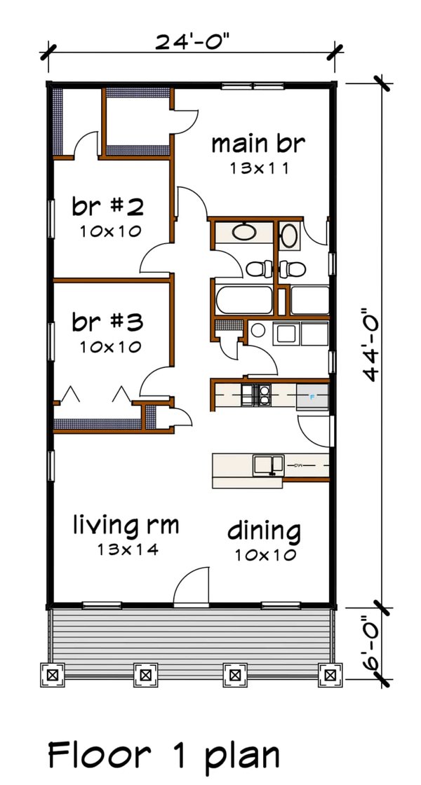 Dream House Plan - Floor Plan - Main Floor for Bungalow House Plan #79-128 - 3 bed, 2 bath