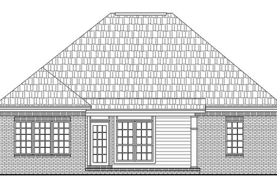 Exterior - Rear Elevation for European House Plan #21-129 - 3 bed, 2 bath