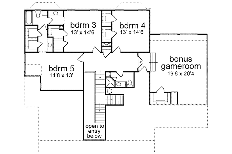 Home Plan - Floor Plan - Upper Floor for Country House Plan #84-239 - 5 bed, 4 bath