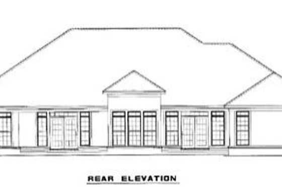 Exterior - Rear Elevation for Mediterranean House Plan #17-1130 - 4 bed, 3 bath