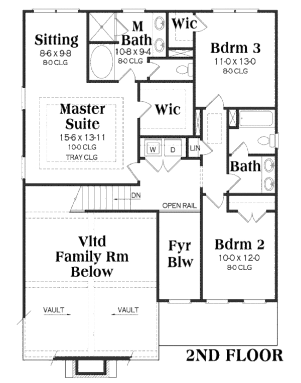 Traditional Floor Plan - Upper Floor Plan #419-214