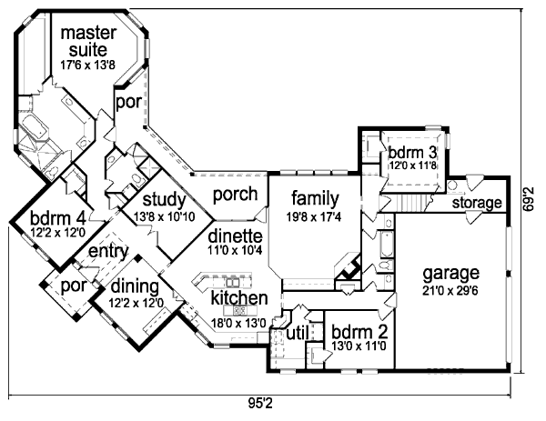 Traditional Floor Plan - Main Floor Plan #84-388