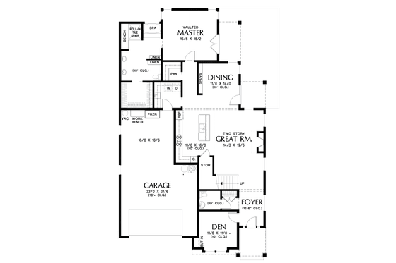 Floor Plan - Main Floor for Craftsman House Plan #48-994 - 4 bed, 3.5 bath