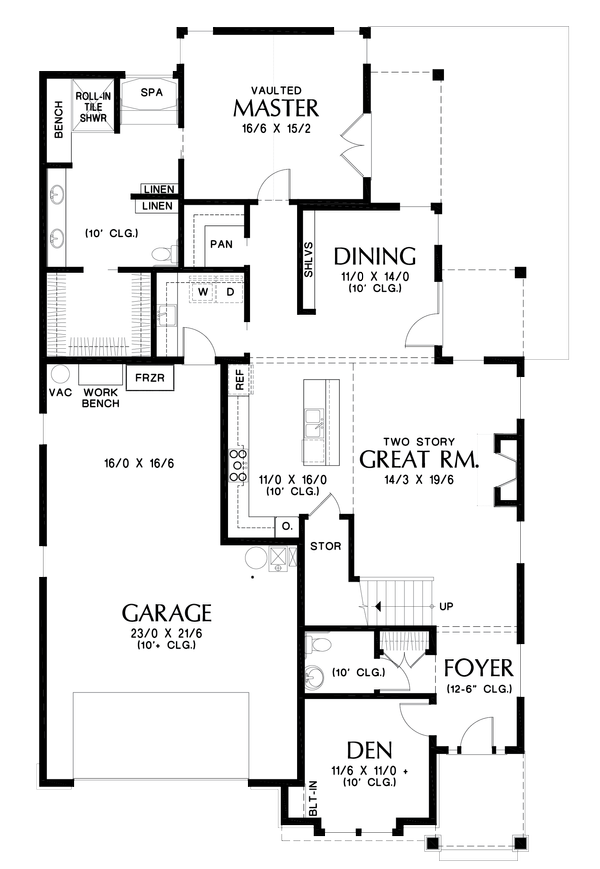 Architectural House Design - Craftsman Floor Plan - Main Floor Plan #48-994