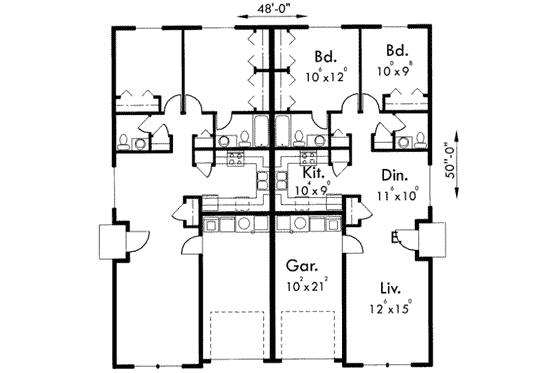 Floor Plan - Main Floor for Ranch House Plan #303-397 - 2 bed, 1.5 bath