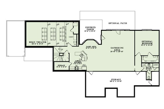 Floor Plan - Lower Floor for European House Plan #17-2509 - 5 bed, 3 bath