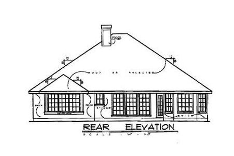 Architectural House Design - Exterior - Rear Elevation for European House Plan #40-119 - 3 bed, 2 bath