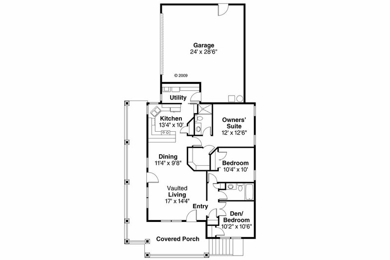 Architectural House Design - Floor Plan - Main Floor for Craftsman House Plan #124-617 - 3 bed, 2 bath