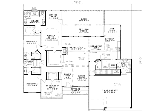 Floor Plan - Main Floor for European House Plan #17-2266 - 4 bed, 3.5 bath