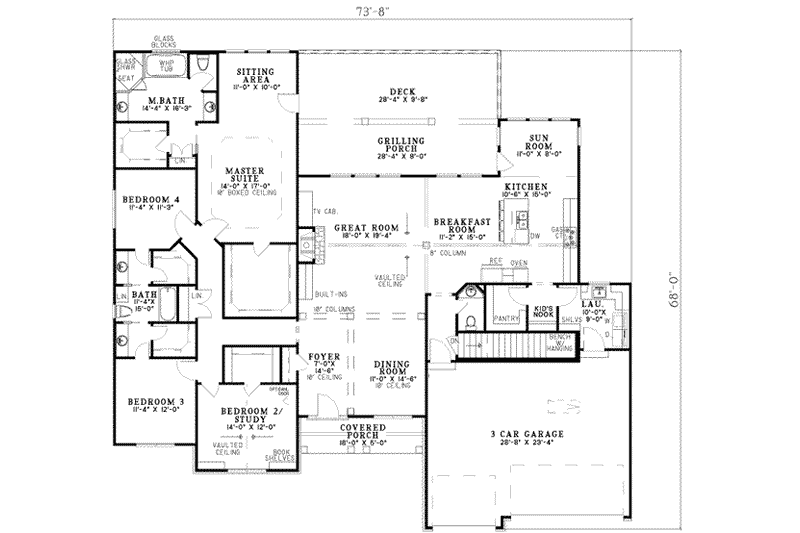 House Blueprint - Floor Plan - Main Floor for European House Plan #17-2266 - 4 bed, 3.5 bath