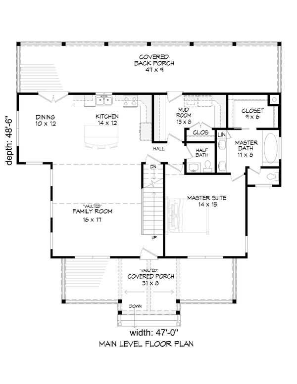 Architectural House Design - Traditional Floor Plan - Main Floor Plan #932-333
