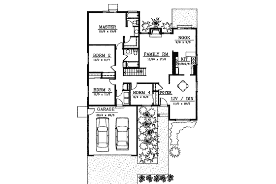 Floor Plan - Main Floor for Traditional House Plan #92-118 - 4 bed, 2 bath