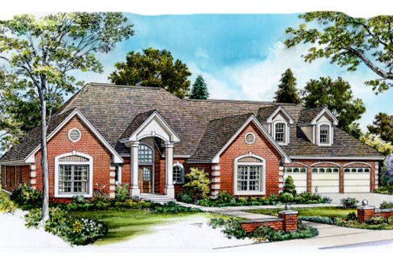 Exterior - Front Elevation for Traditional House Plan #140-137 - 4 bed, 4.5 bath