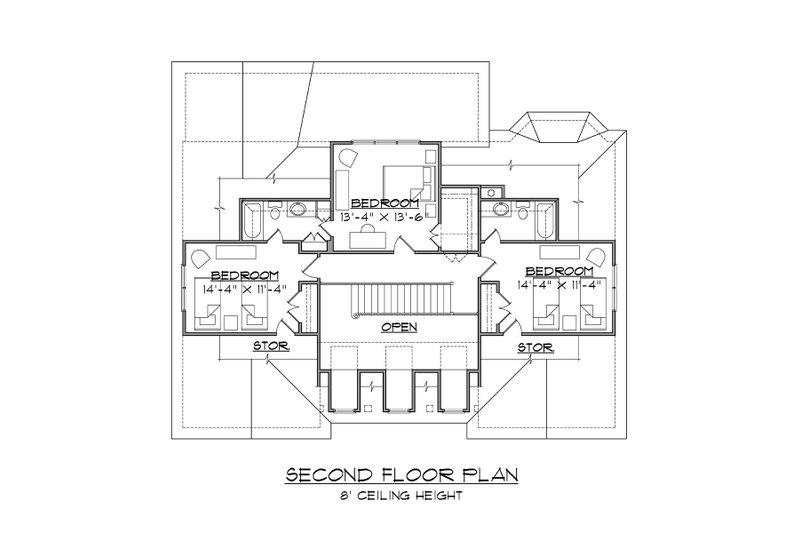 House Design - Floor Plan - Upper Floor for Beach House Plan #1054-68 - 4 bed, 3.5 bath