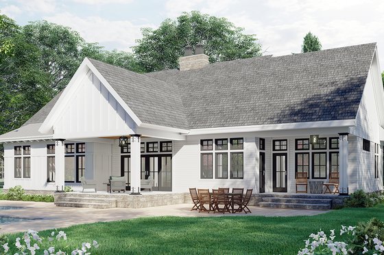 Exterior - Rear Elevation 1 for Farmhouse House Plan #51-1170 - 3 bed, 2.5 bath