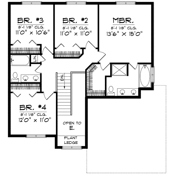 House Plan Design - Traditional Floor Plan - Upper Floor Plan #70-600