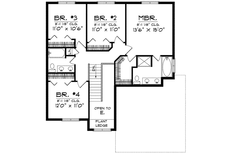 Dream House Plan - Floor Plan - Upper Floor for Traditional House Plan #70-600 - 4 bed, 2.5 bath