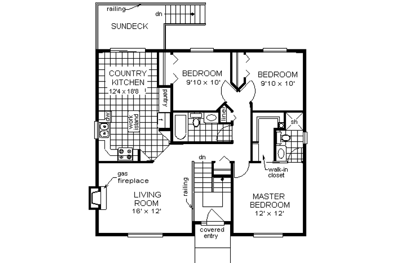 House Blueprint - Floor Plan - Main Floor for Contemporary House Plan #18-310 - 3 bed, 2 bath