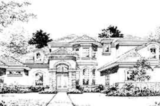 Exterior - Front Elevation for Mediterranean House Plan #135-111 - 4 bed, 5 bath