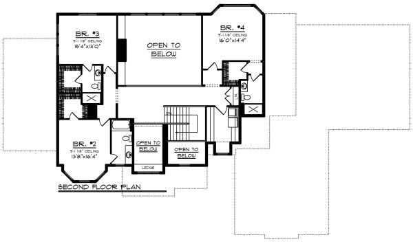 House Blueprint - Craftsman Floor Plan - Upper Floor Plan #70-1295