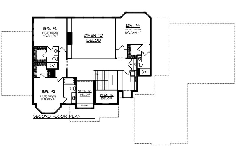 Architectural House Design - Floor Plan - Upper Floor for Craftsman House Plan #70-1295 - 5 bed, 5.5 bath
