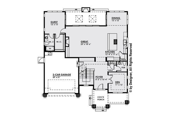 Floor Plan - Main Floor for Modern House Plan #1066-13 - 5 bed, 4.5 bath