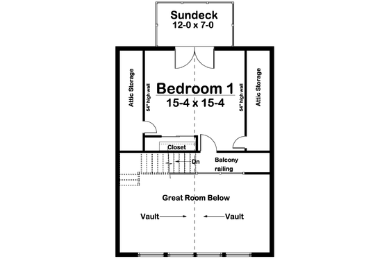 Floor Plan - Upper Floor for Country House Plan #126-131 - 3 bed, 1 bath