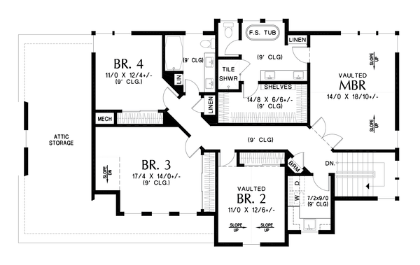 Contemporary Floor Plan - Upper Floor Plan #48-1147