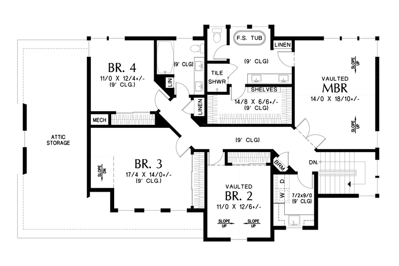 House Design - Floor Plan - Upper Floor for Contemporary House Plan #48-1147 - 5 bed, 3.5 bath