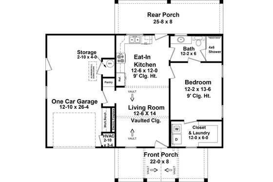 Floor Plan - Main Floor for Country House Plan #21-490 - 1 bed, 1 bath