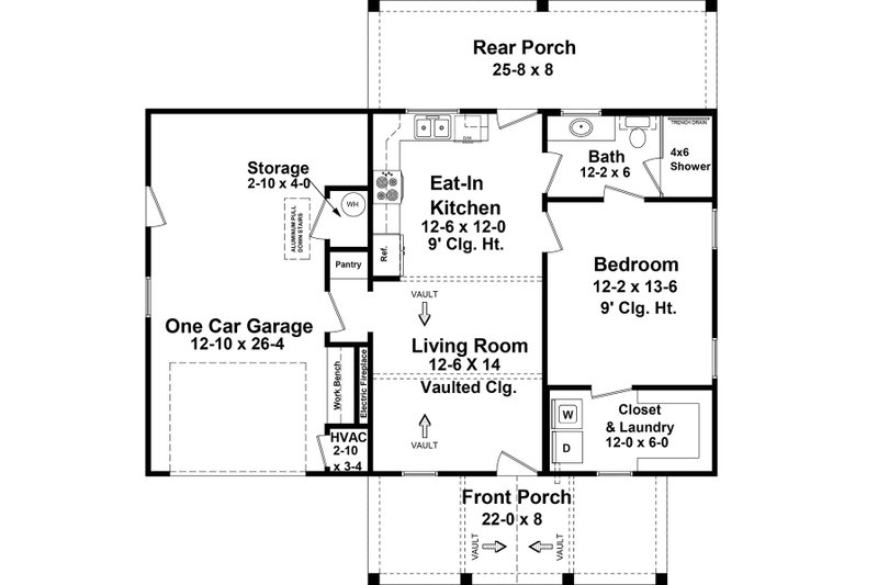 Dream House Plan - Floor Plan - Main Floor for Country House Plan #21-490 - 1 bed, 1 bath