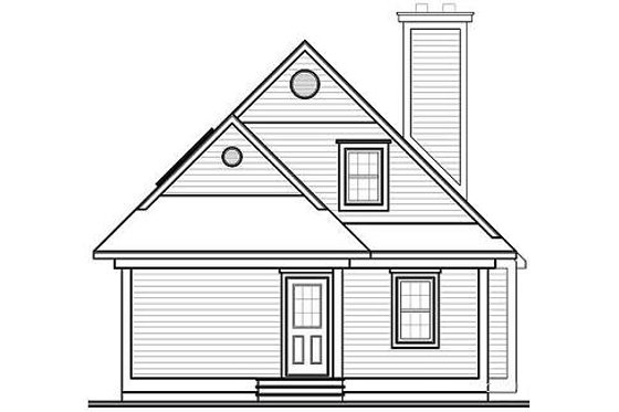 Exterior - Rear Elevation for Beach House Plan #23-492 - 3 bed, 2 bath