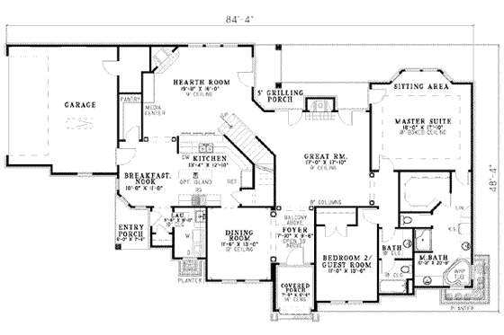 Floor Plan - Main Floor for European House Plan #17-451 - 4 bed, 3 bath