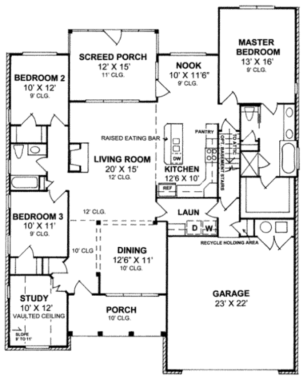 Architectural House Design - Traditional Floor Plan - Main Floor Plan #20-1592