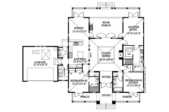Floor Plan - Main Floor for Beach House Plan #426-14 - 3 bed, 3.5 bath