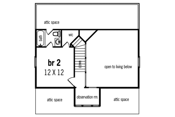 Floor Plan - Upper Floor for Beach House Plan #45-215 - 2 bed, 2 bath