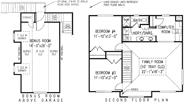 Farmhouse Floor Plan - Upper Floor Plan #11-211