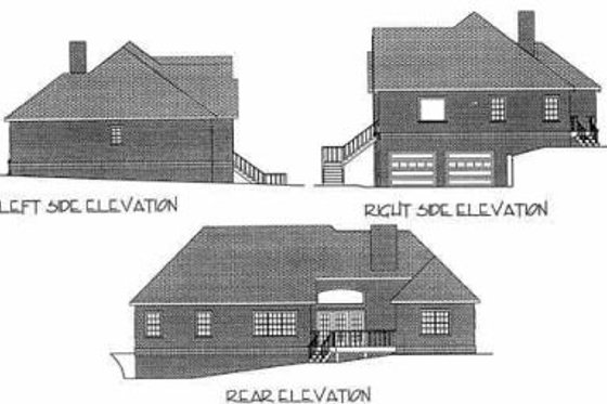 Exterior - Rear Elevation for Southern House Plan #56-169 - 3 bed, 2.5 bath