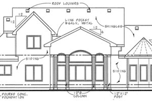 Exterior - Rear Elevation for Country House Plan #20-2133 - 4 bed, 4 bath