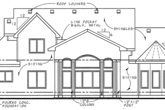 Exterior - Rear Elevation for Country House Plan #20-2133 - 4 bed, 4 bath