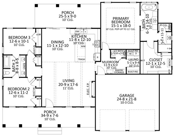 Architectural House Design - Craftsman Floor Plan - Main Floor Plan #406-9673