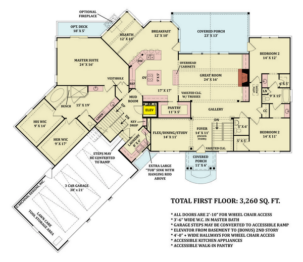 Architectural House Design - Floor Plan - Main Floor for Cottage House Plan #119-483 - 3 bed, 2.5 bath