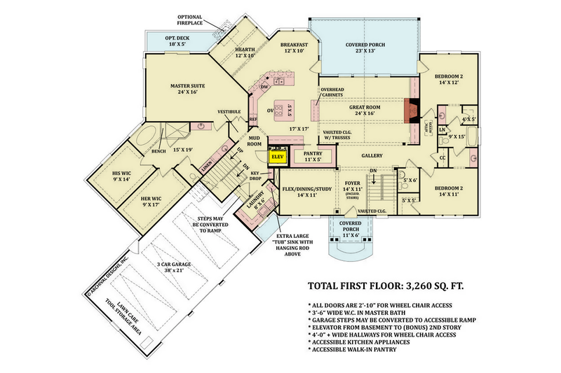 Architectural House Design - Floor Plan - Main Floor for Cottage House Plan #119-483 - 3 bed, 2.5 bath