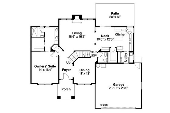 Floor Plan - Main Floor for Traditional House Plan #124-382 - 3 bed, 2.5 bath