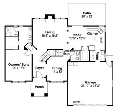 Traditional Style House Plan - 3 Beds 2.5 Baths 2241 Sq/Ft Plan #124 ...