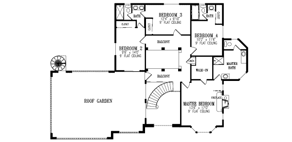 Dream House Plan - Mediterranean Floor Plan - Upper Floor Plan #1-636